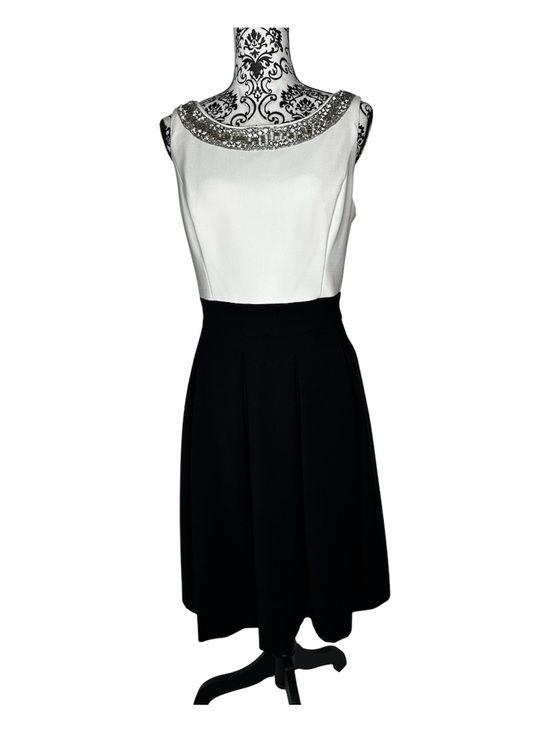 White House Black Market Dresses & Skirts - White House Black Market Sleeveless Black & Off-White Beaded Neckline Dress 12